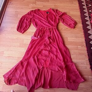 P** NWT ladies burgundy dress, shadow stripe by Maison Tara sz 8